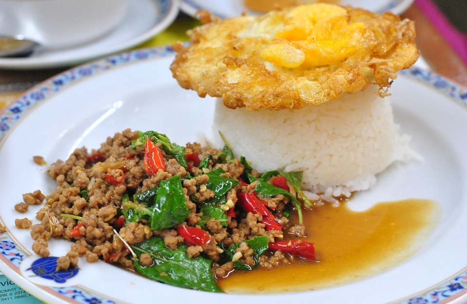 the pork fried rice made, thailand food, dish