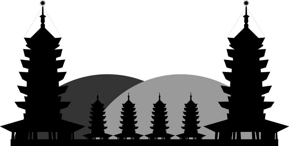 pagoda, temple, towers