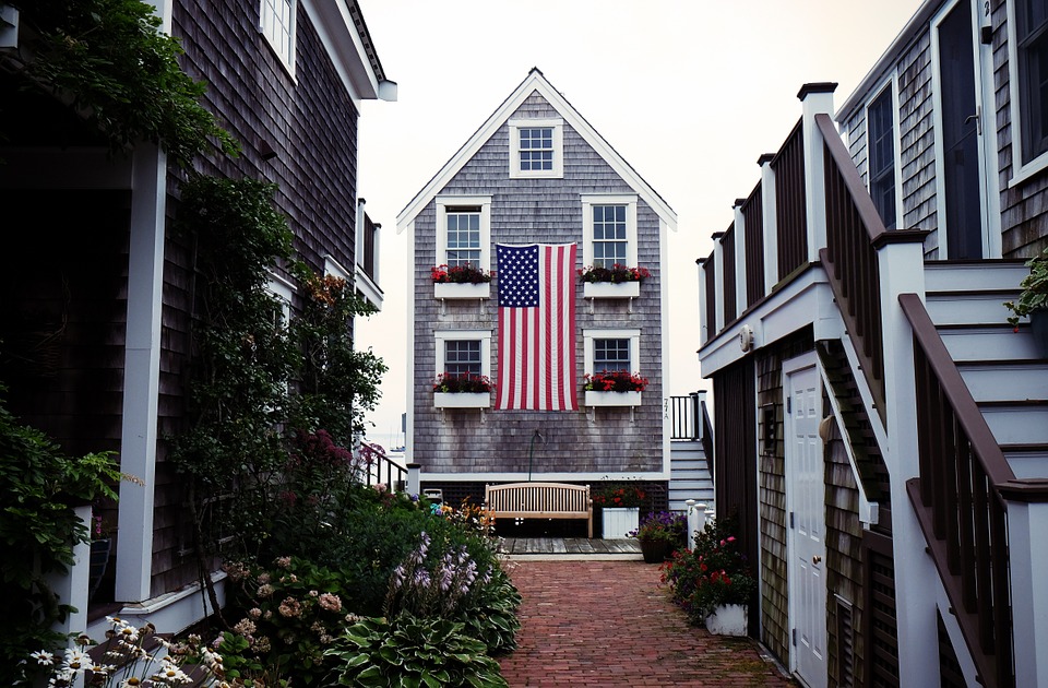 house, flag, american