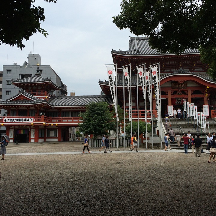 temple, people, japanese