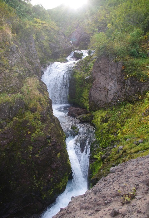 waterfall, spillway, autumn