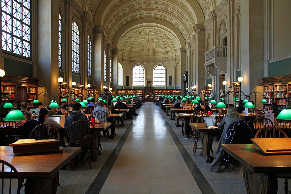 public library, reading room, boston