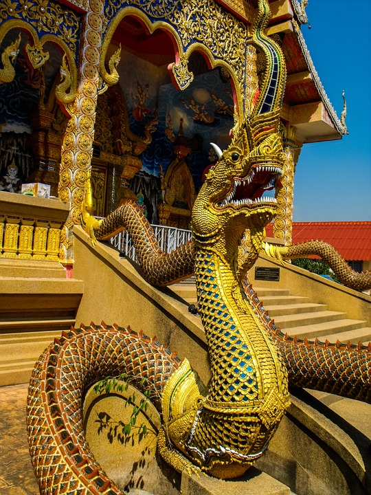 temple, dragons, dragon's head