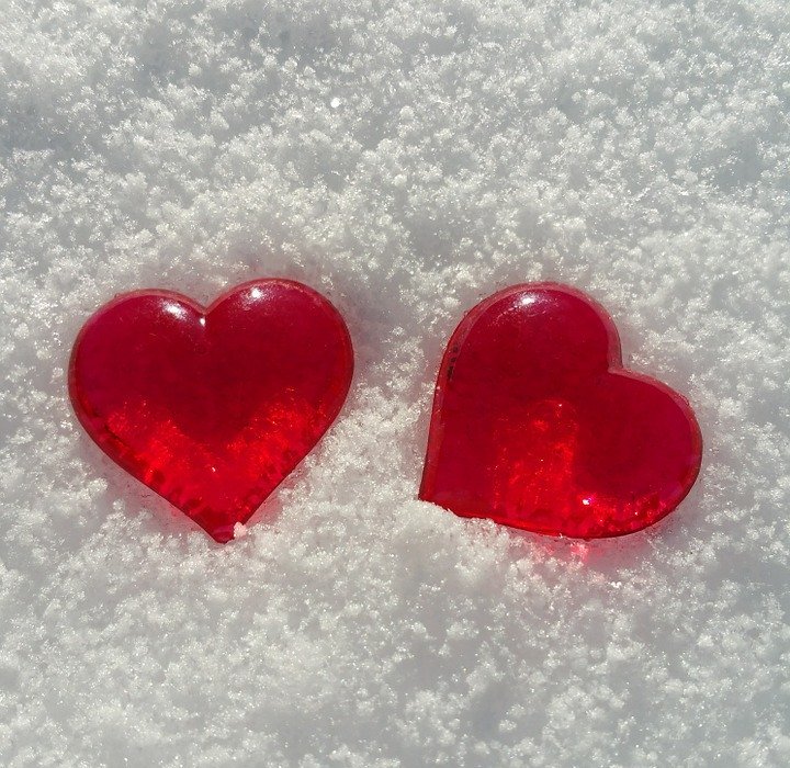 valentine's day, heart, snow