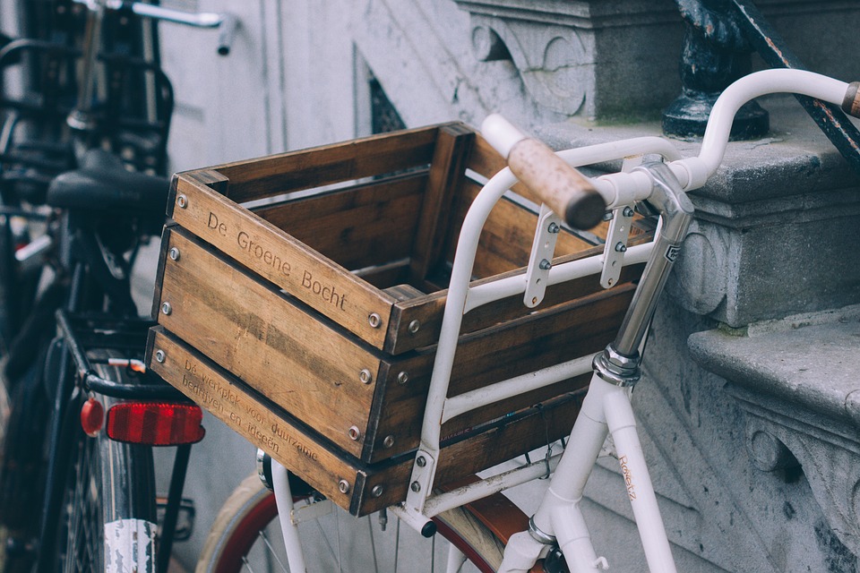 bicycle, grocery cart, basket