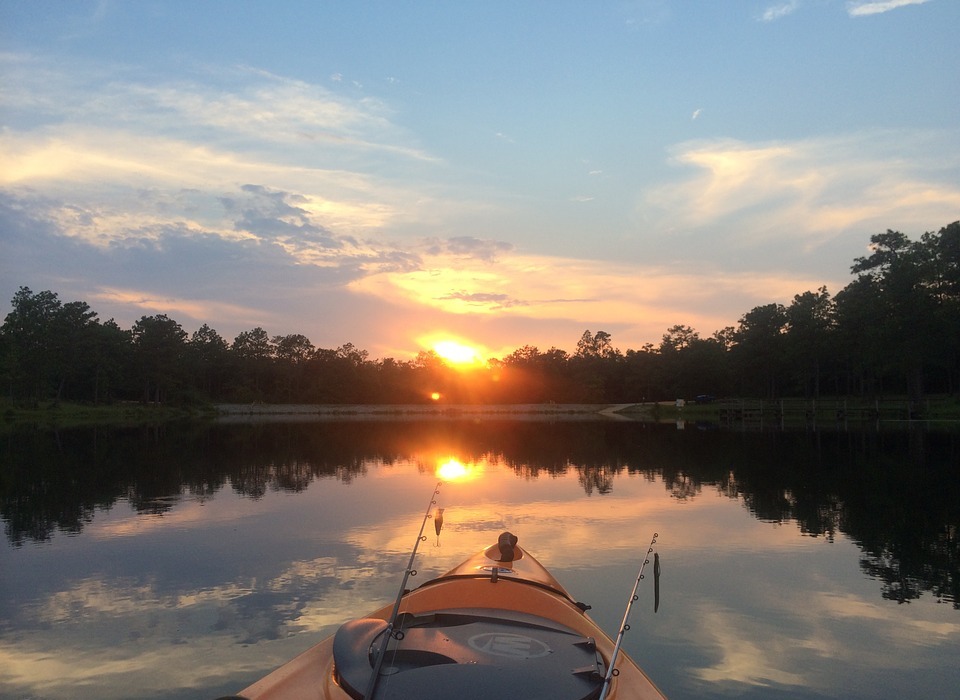 lake, kayak, fishing