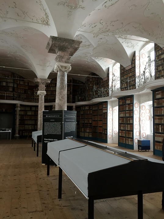 abbey, monastery, library