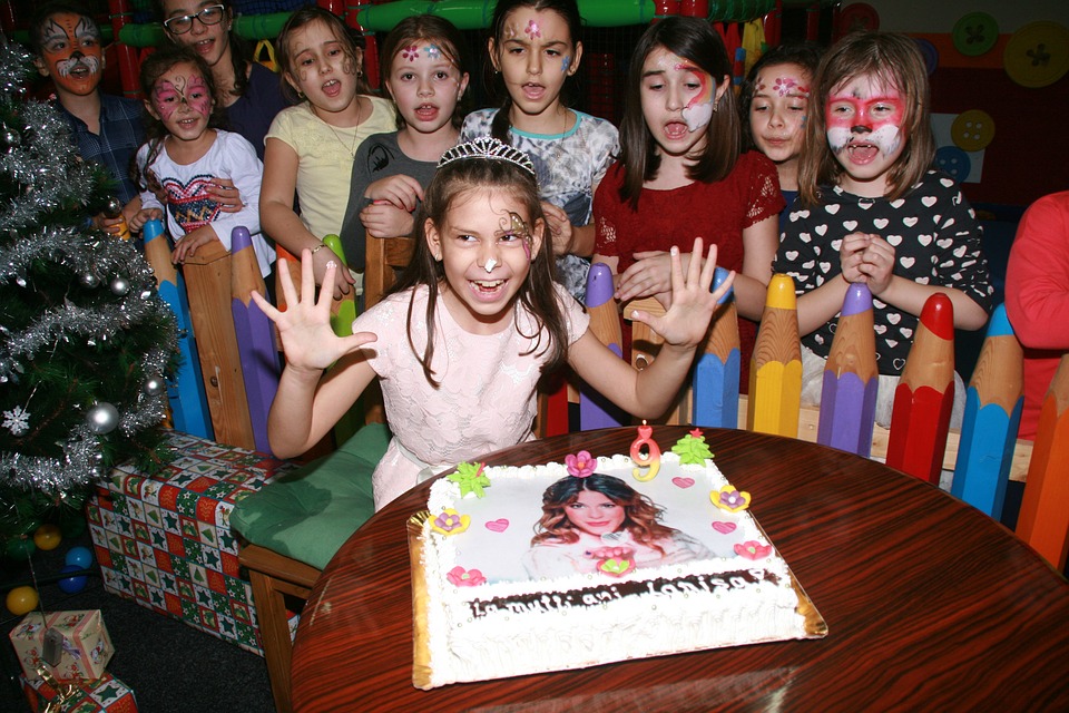 girl, birthday party, cake