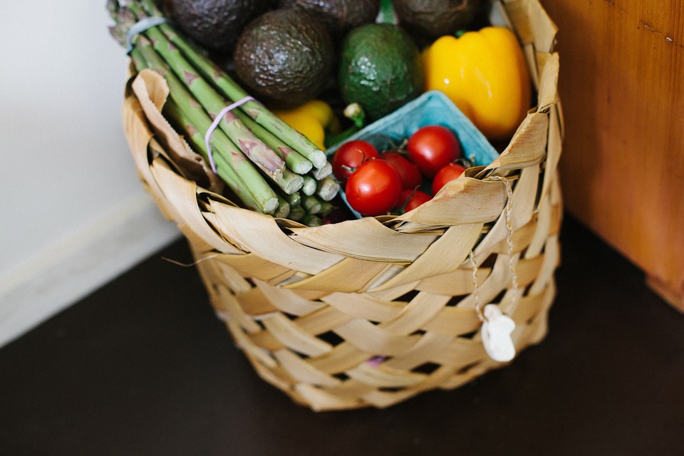 basket, groceries, vegetables