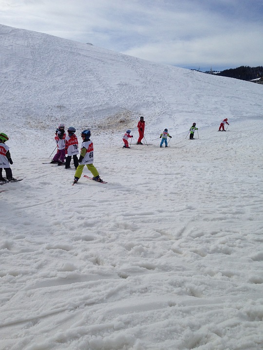 skiing, children, runway
