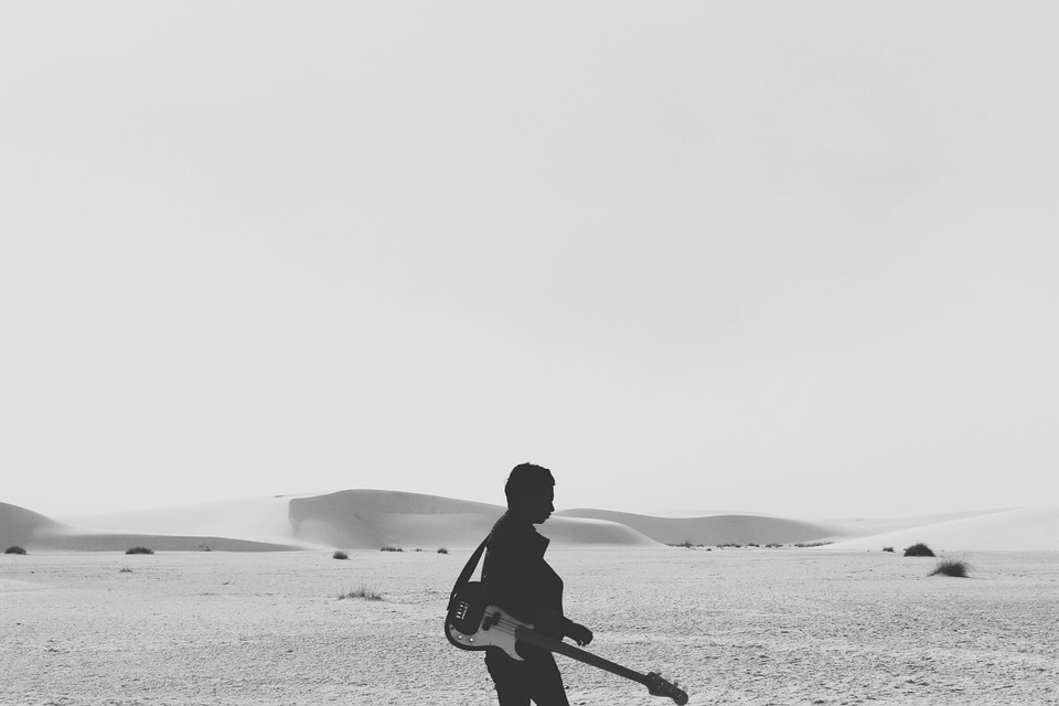 guitarist, desert, sahara
