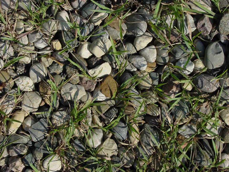gravel, texture, grass