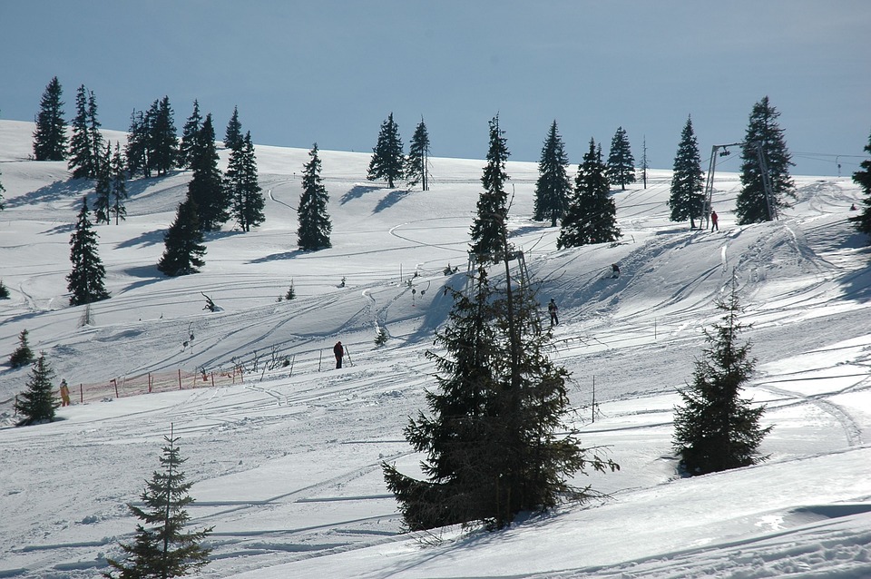 skiing, mountain, snow