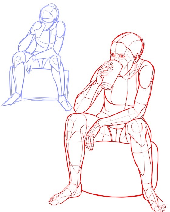 pose reference, drinking, cup