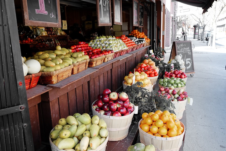 market, street, fruit