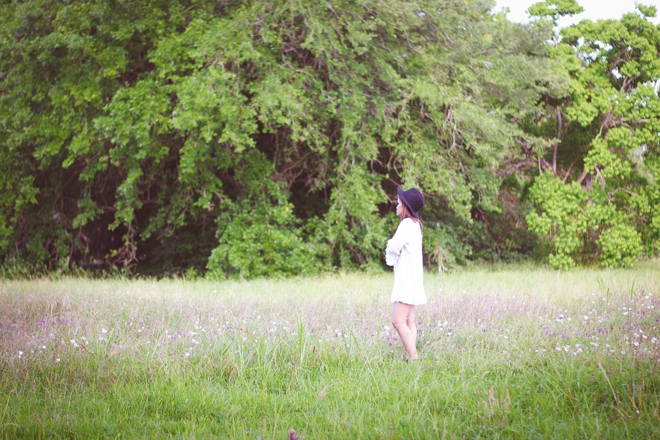 girl, field, grass