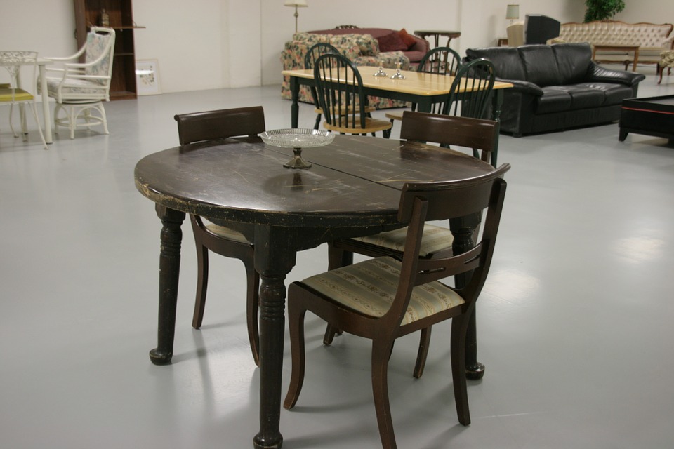 furniture, table, chairs