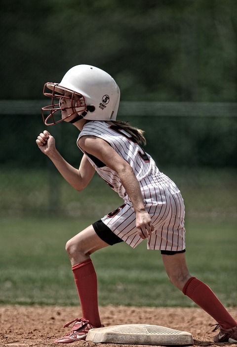 softball, runner, girl