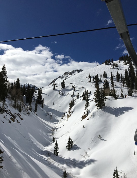 ski lift, skiing, mountains