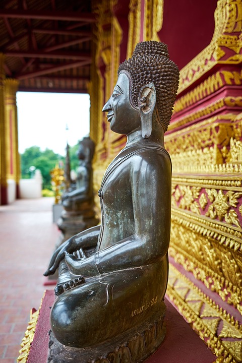 temple, monk, statue