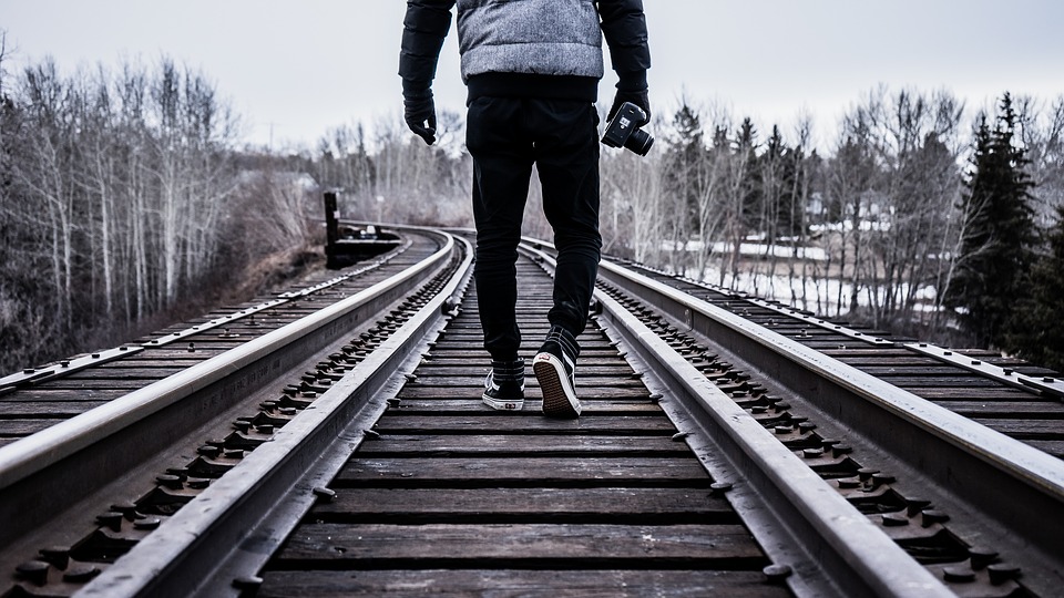 hiking, walking, railroad tracks