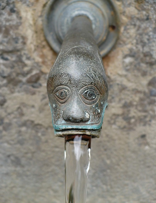 fountain, water, gargoyle