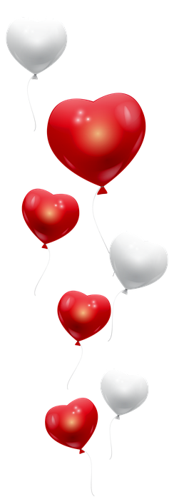 valentine balloons, heart balloons, red
