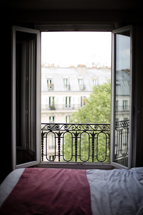 bedroom window, france, interior