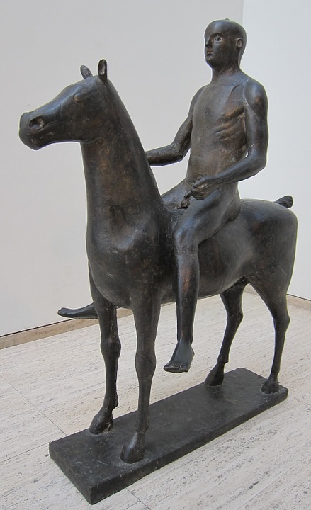 sculpture, rider, bronze
