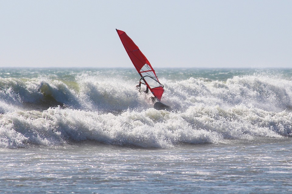 wind surfing, wave, sport