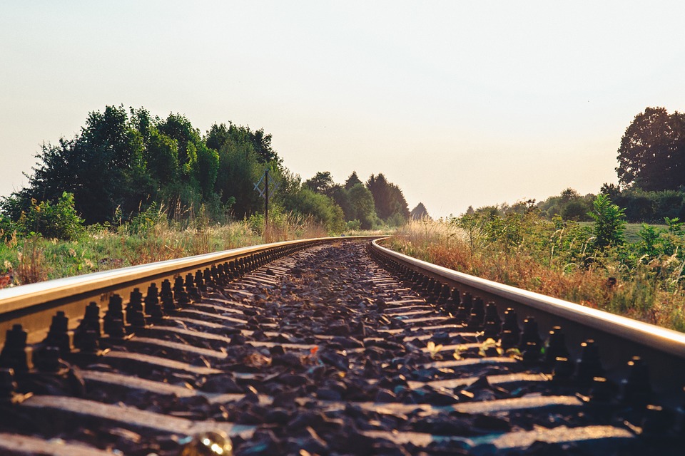 train tracks, railroad, railway