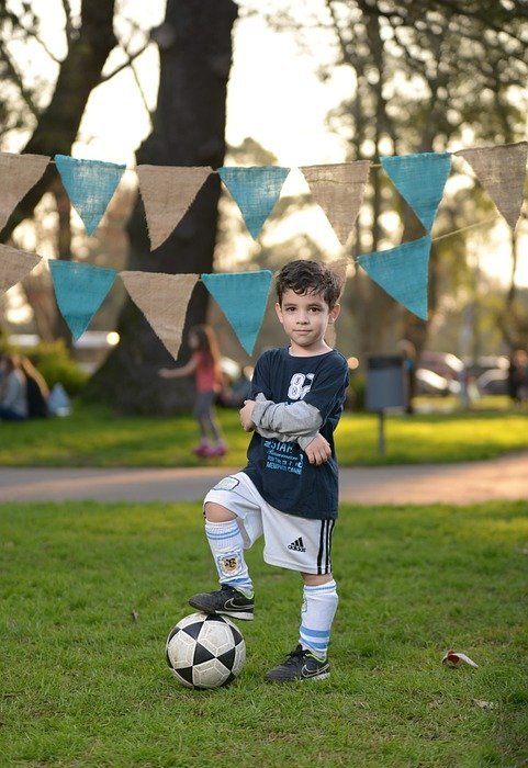 child, boy, soccer ball