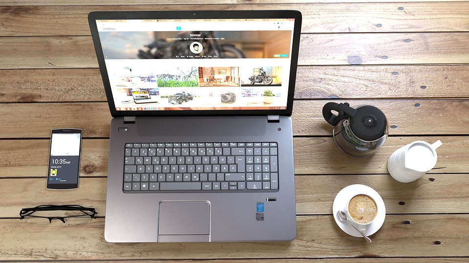 laptop, coffee, work