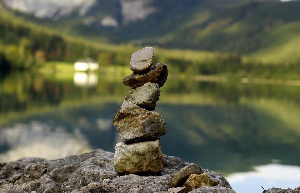 stone tower, relaxation, yoga