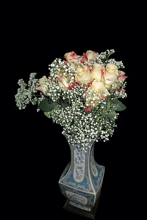 flowers, roses, vase