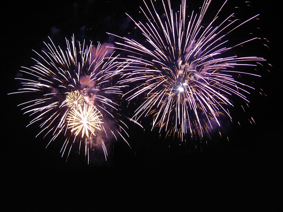 fireworks, night, family celebration