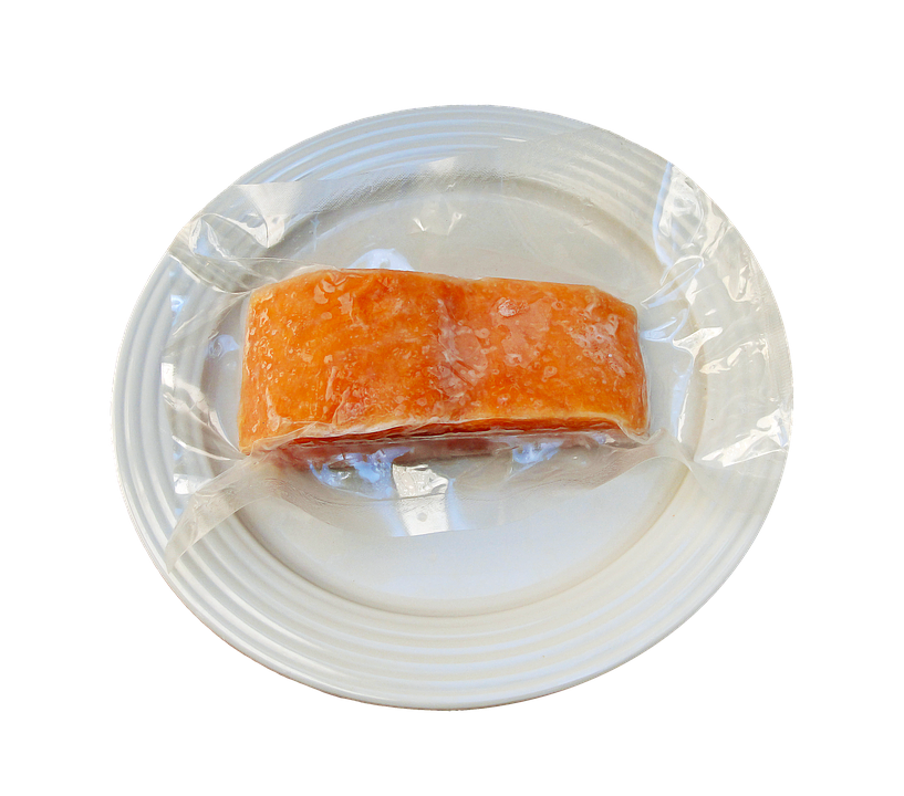 frozen salmon, dish with salmon, frozen fish