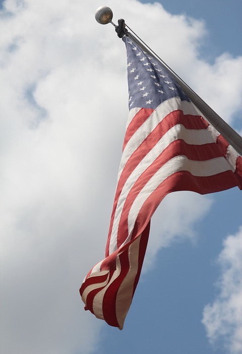 american flag, sky, flag