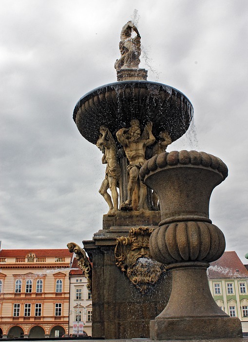 fountain, column, city
