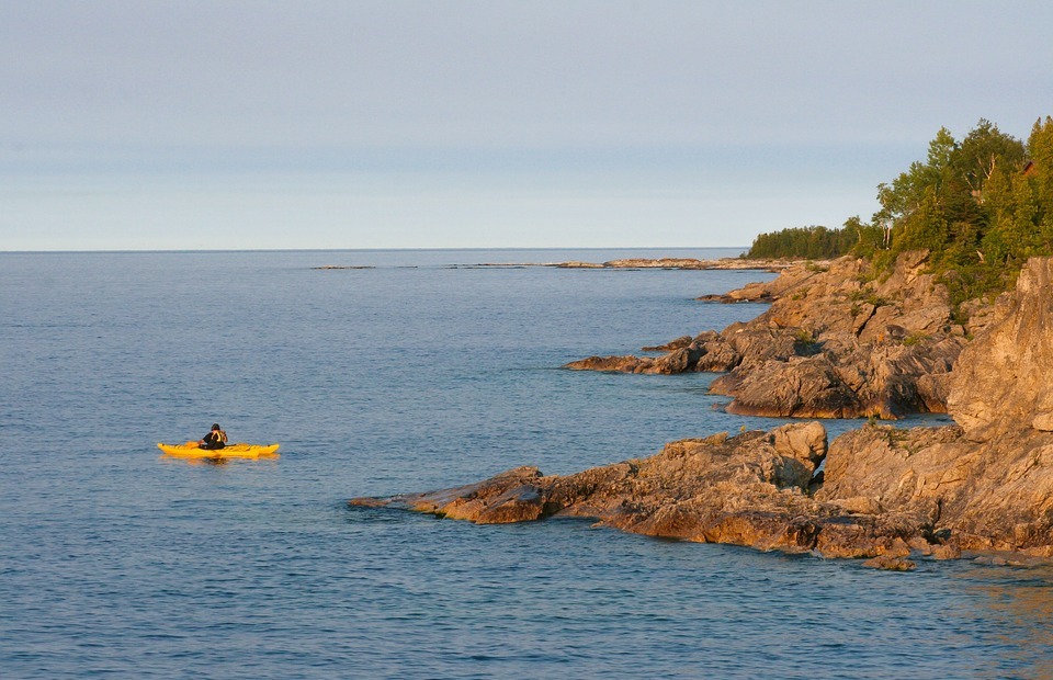 kayak, coast, rocks
