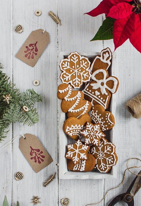 gingerbread cookies, food, flat lay