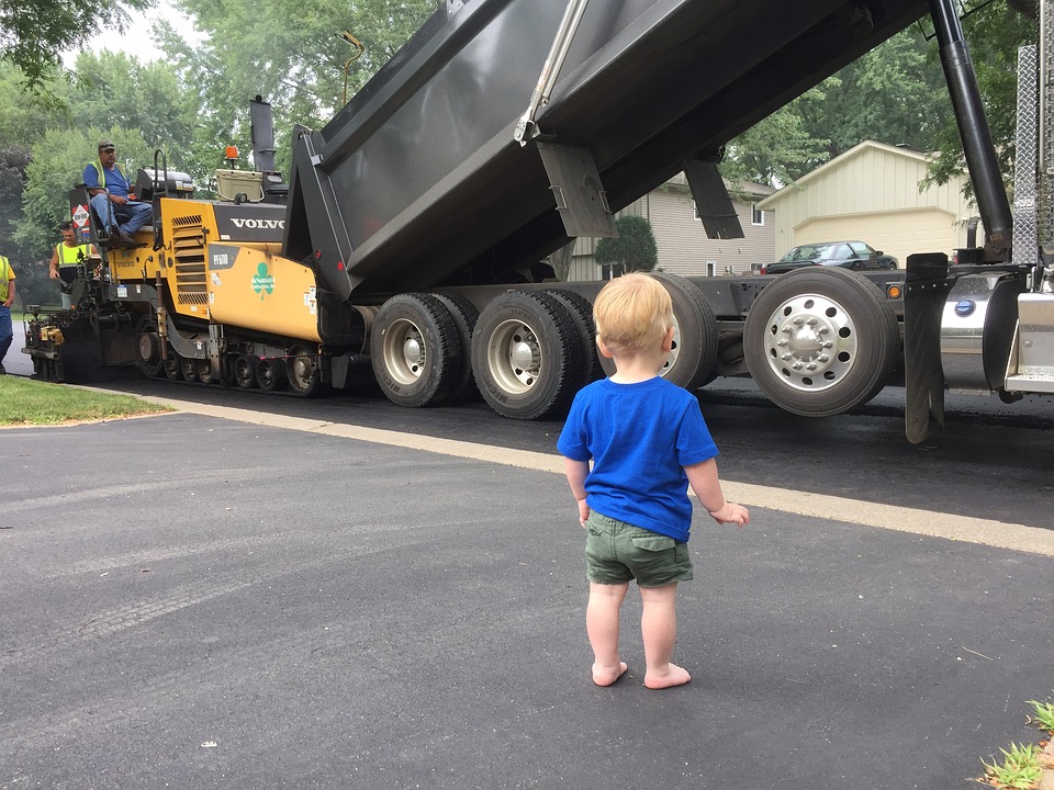 child, boy, truck