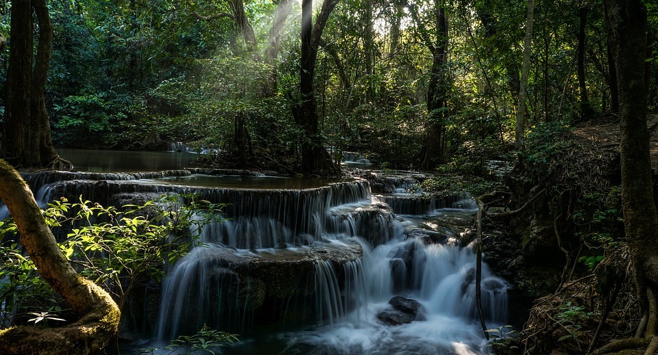 huai mae khamin waterfall, kanchanaburi, tourist attraction