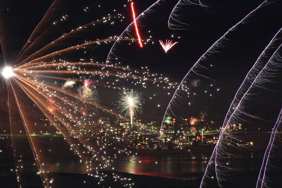 new year, fireworks, happy