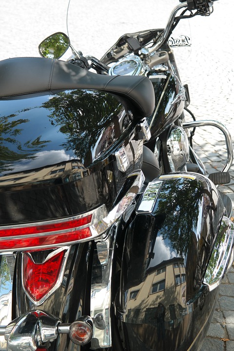 motorcycle, vehicle, rear view