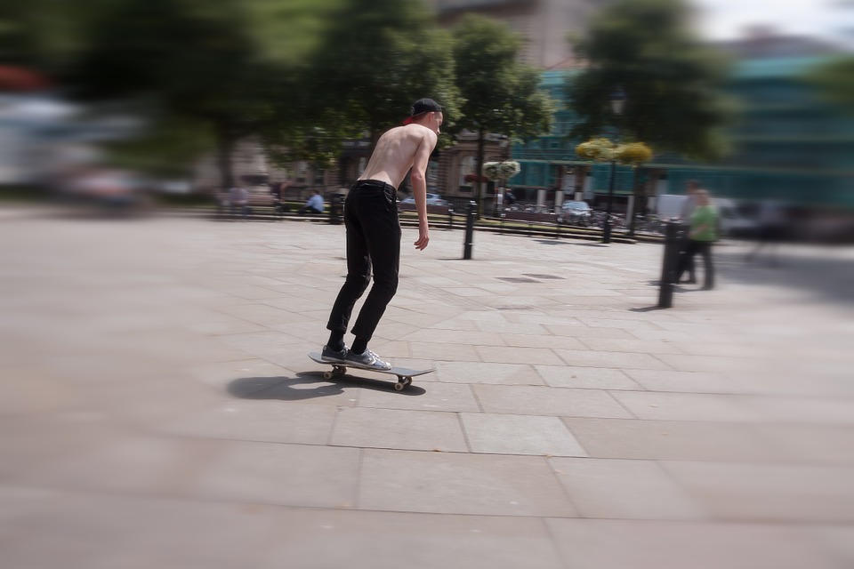 skateboard, roll, move