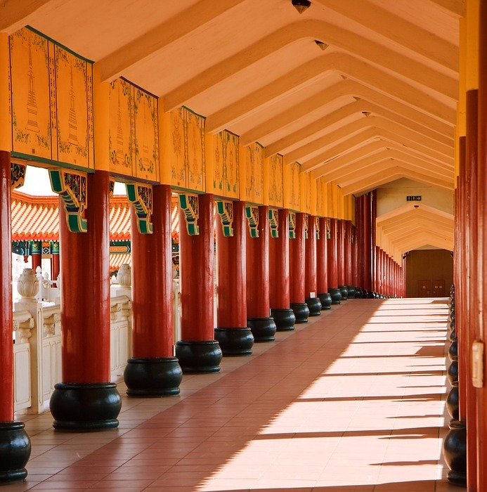 temple, buddhism, columns