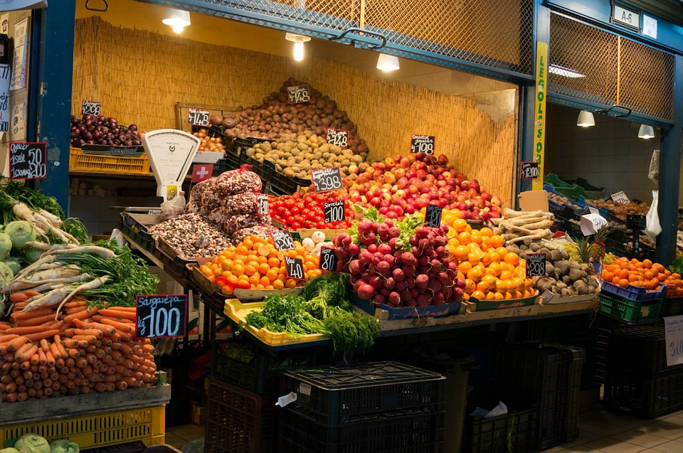 fruit, vegetables, market