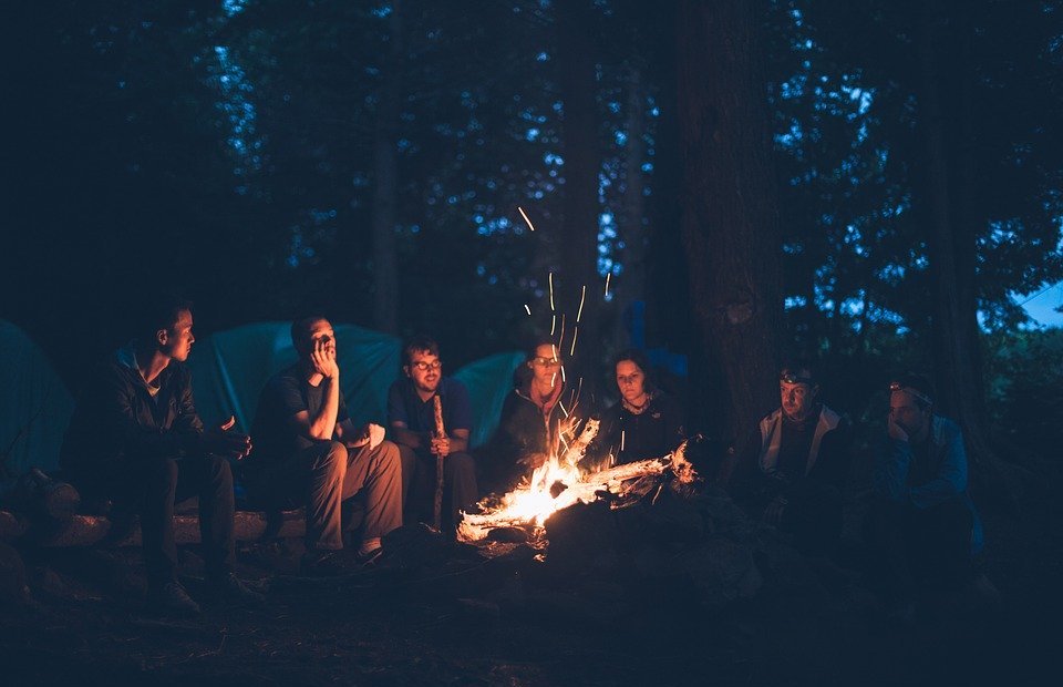bonfire, camping, fire