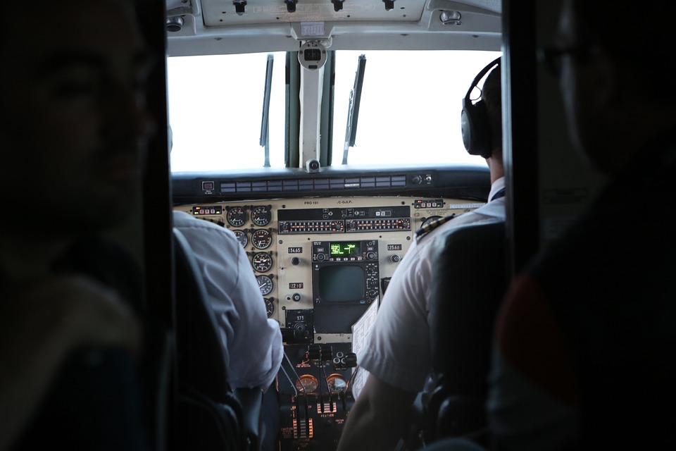 cockpit, pilot, airplane